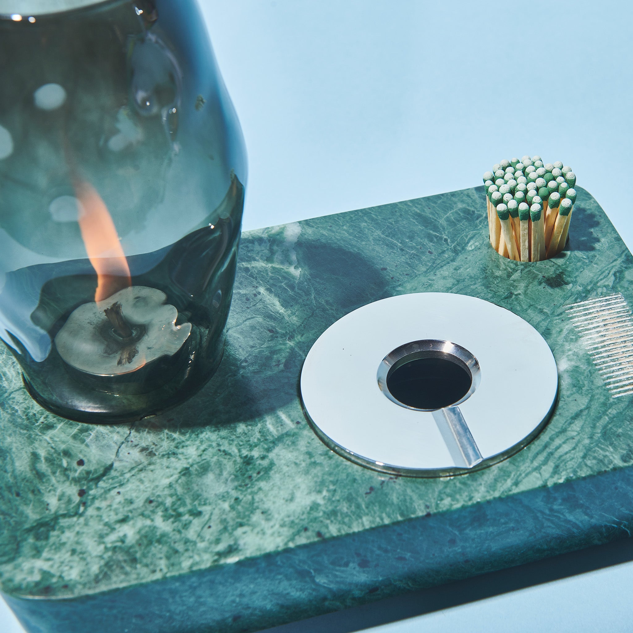 Oil Lamp In Green Marble Houseplant HOUSEPLANT