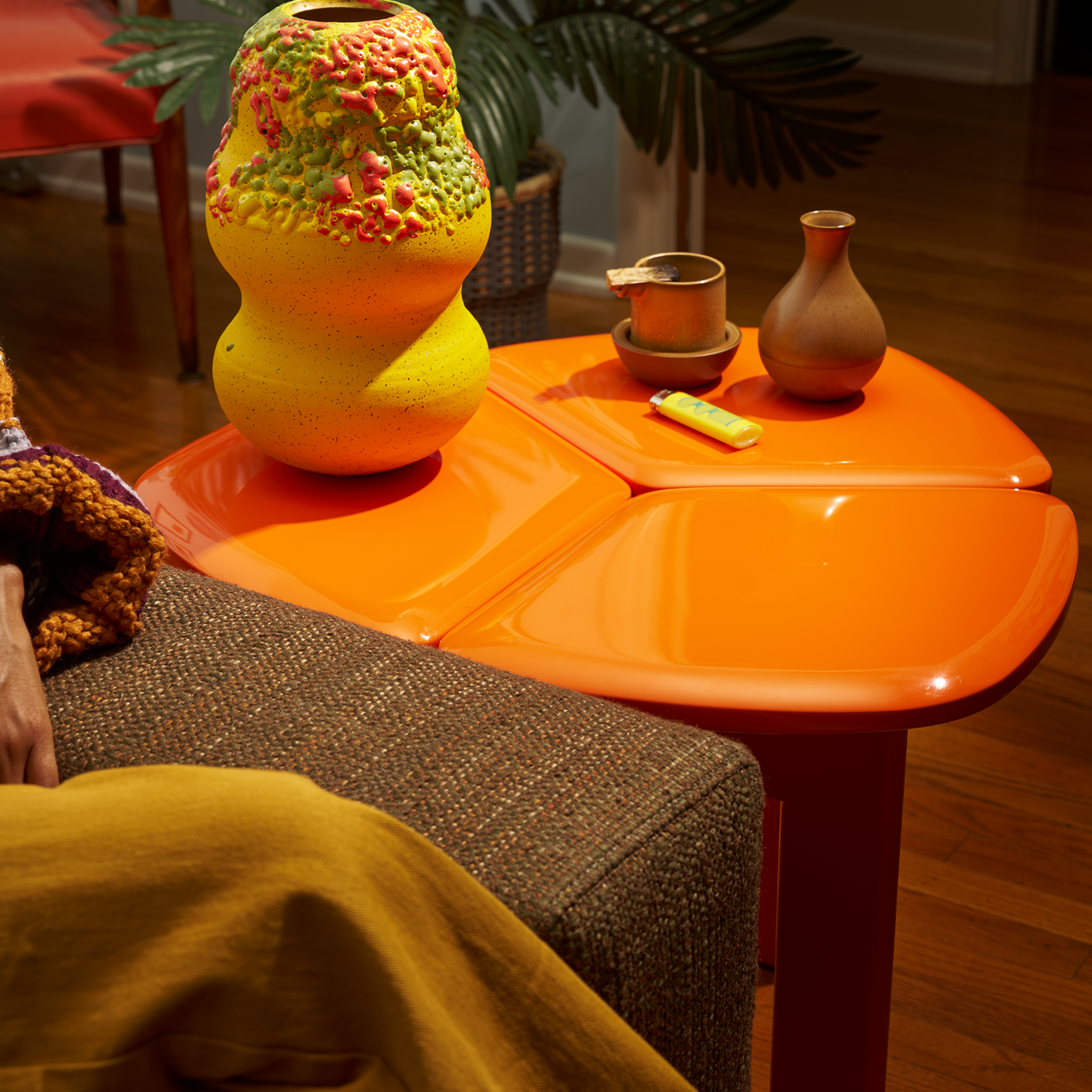 house plant table Stash Table Olive